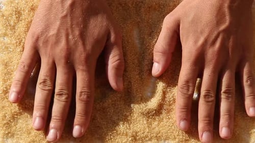 Hands Form Heart Over Sugar Love Message