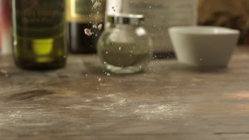 Flour on table, Slow Motion