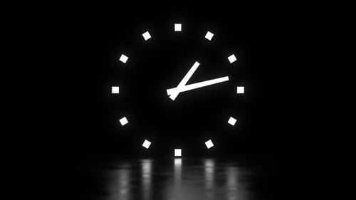 Minimalist Glowing Clock Face Time Lapse Animation