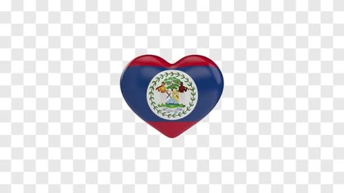 3D Belize Flag Heart Spinning Animation on Transparent Background