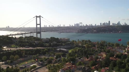 Luftaufnahme des Verkehrs im Bosporus Istanbul