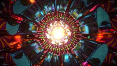 Vibrant Artistic Abstract Kaleidoscopic Tunnel Loop Animation