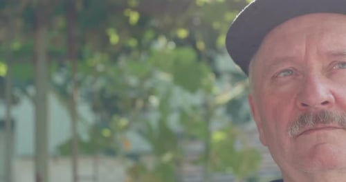 Senior Man with Gray Mustache and Black Beret