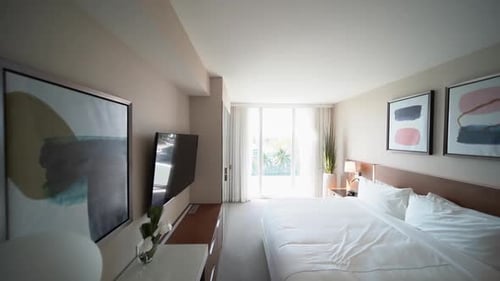 Clean Hotel Suite Bedroom with Luxury Amenities