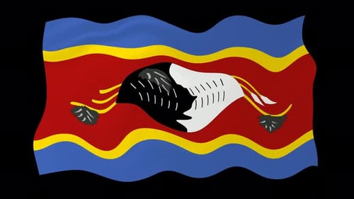 Eswatini National Flag Waving Loop with Realistic Fabric Motion