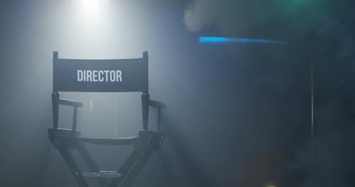 Director's Chair on a Smoky Film Set