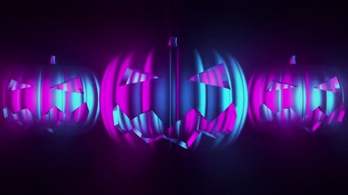 Pumpkins Dancing In Seamless Video Loop In Modern Colors