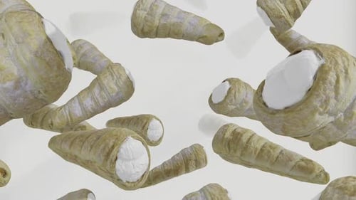 Floating Cream Horn Pastries Realistic Animation