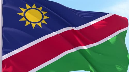 Namibia Flag Waving in Realistic Slow Motion