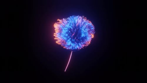 Pulsing Abstract Neon Fluffy Sphere Motion Graphic Background