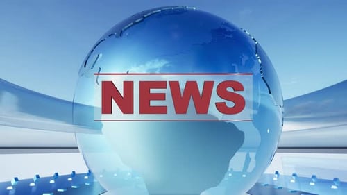 Futuristic News Broadcast Intro with Spinning Glass Globe