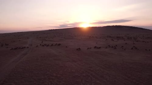 Aerial of a sunset scenery in Africa
