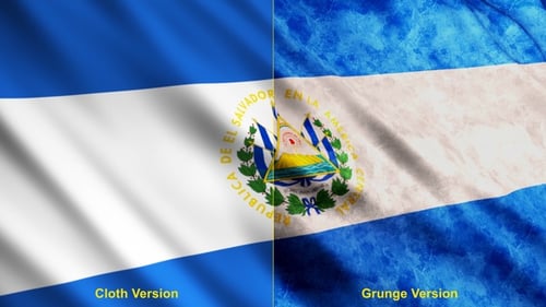 Waving El Salvador Flag Loop with Clean and Grunge Versions