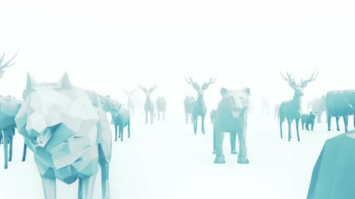 Low Poly Geometric Animals Walking Loop