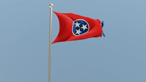 Waving Tennessee State Flag on a Pole Animation