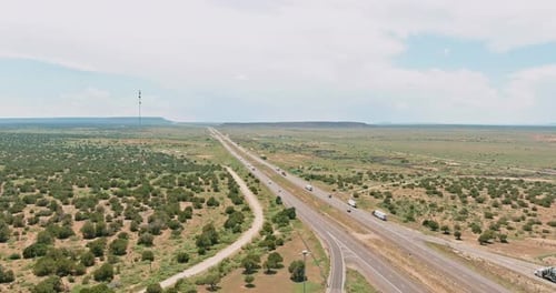 Desert Landscape Road Along with Texas in the American Southwest