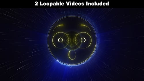 Animated Shocked Neon Emoji Face Loop Background