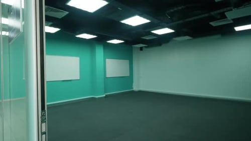 Meeting Room the Interior of Empty Office Space a Walk Through the Office Inside Skyscraper