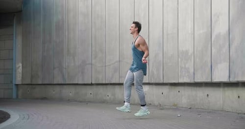 Man Skipping Rope for Fitness in Urban Setting