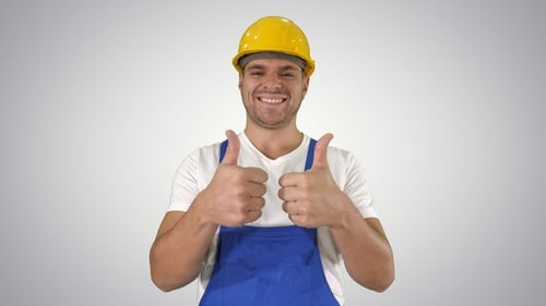 Amazed Builder Contractor Is Showing Thumbs up Happy About