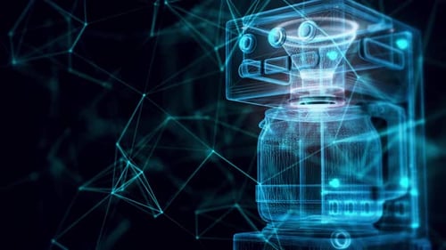 Coffee Maker Hologram Close Up 4k