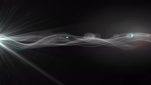 Abstract Digital Particle Wave with Dynamic Light Rays Animation