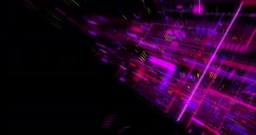 Abstract hologram 3D Big Data Digital City with futuristic matrix.