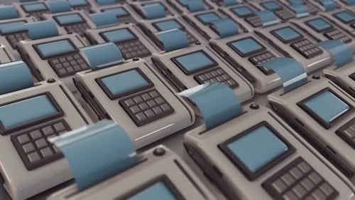 A Lot Of Credit Card Machines In A Row 4k