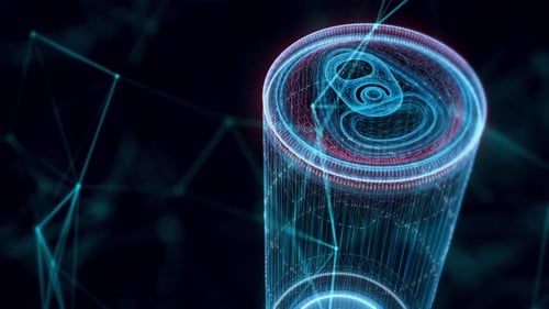 Energy Drink Can Hologram Close Up 4k