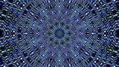 Abstract Geometric Glowing Blue Kaleidoscope Pattern Loop