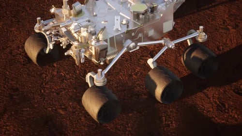 3D Mars Rover Exploring Red Planet Surface Animation