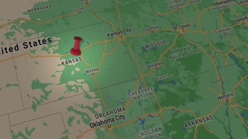 Animated Red Map Pin Highlight on United States Map