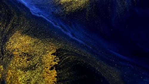 Abstract Gold and Blue Liquid Motion Background