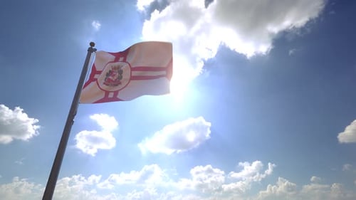 Bandeira da cidade de São Paulo em um mastro de bandeira V4 - 4K