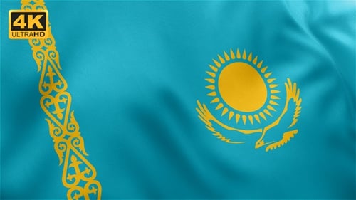 Kazakhstan National Flag Waving Loop Animation