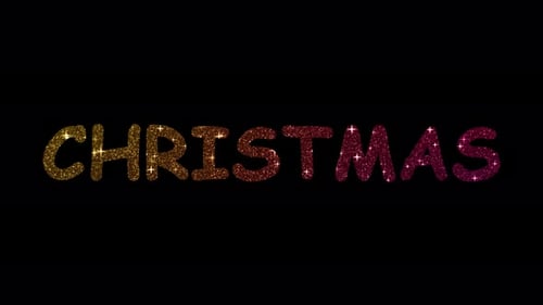 Lettres de paillettes d'animation de texte de Noël. Vidéo 4K Texte Glitter or Lumières brillantes particules brillantes