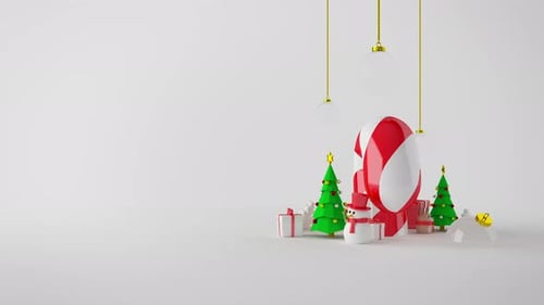 Animated 3D Christmas Decorations with Gifts and Candy Cane