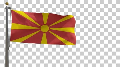 Realistic North Macedonia Flag Waving with Alpha Channel
