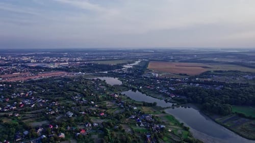 Aerial View of Small Town Located in Ukraine Showing Luxurious Houses