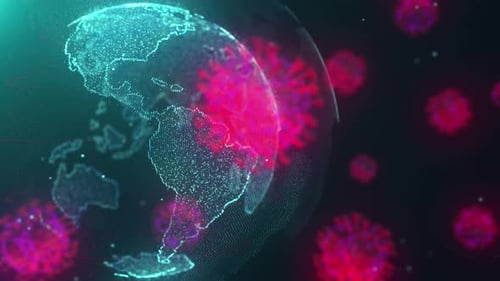 Digital Earth with Spreading Virus Cells