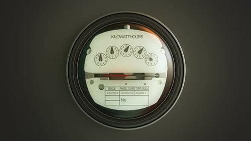Analog electricity meter showing household consumption in kilowatt hours.