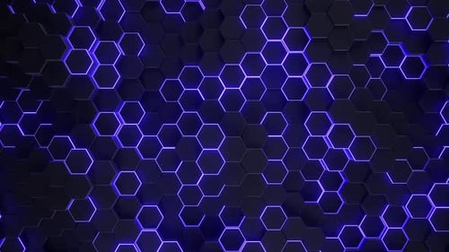 Futuristic Blue Neon Hexagon Grid Animated Background