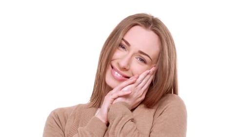 Attractive Woman Smiling in Close Up Portrait