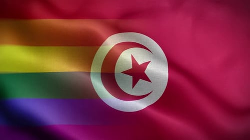 Waving Tunisia Pride Flag Animation