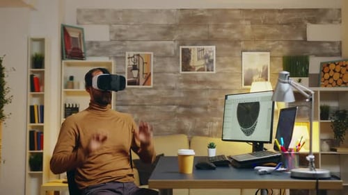 Mechanical Engineer Using Virtual Reality Headset