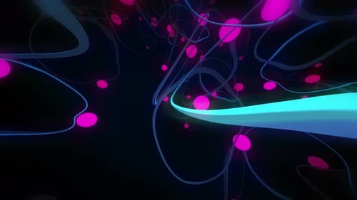 Futuristic Neon Abstract Lines and Spheres Animation
