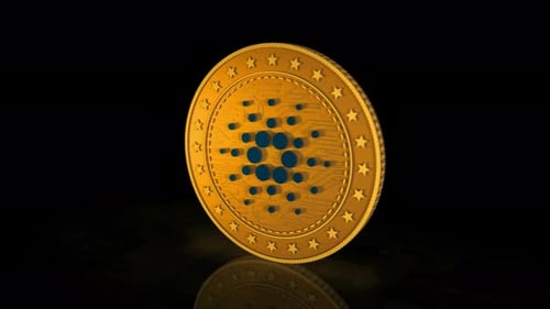 Cardano Ada cryptocurrency golden coin 3d