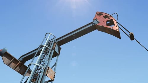 Animated Oil Pump Jack for Industrial Energy Production