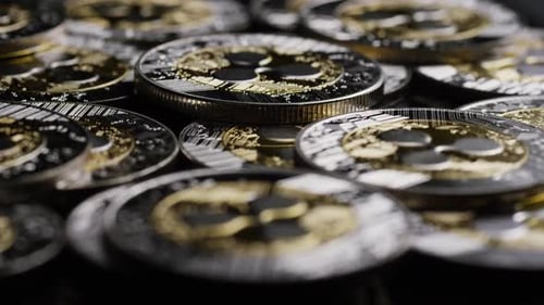 Close Up of Ripple Cryptocurrency Coins