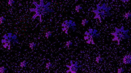 Neon Pixelated Snowflakes Falling Abstract Background
